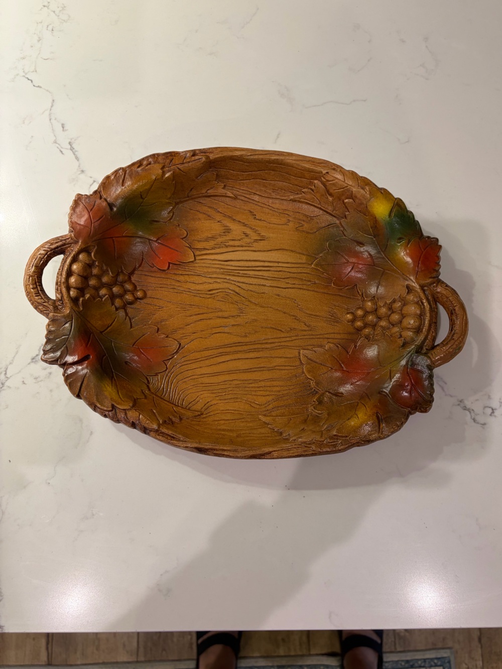Decorative Autumn Leaves Resin Serving Tray in Brown